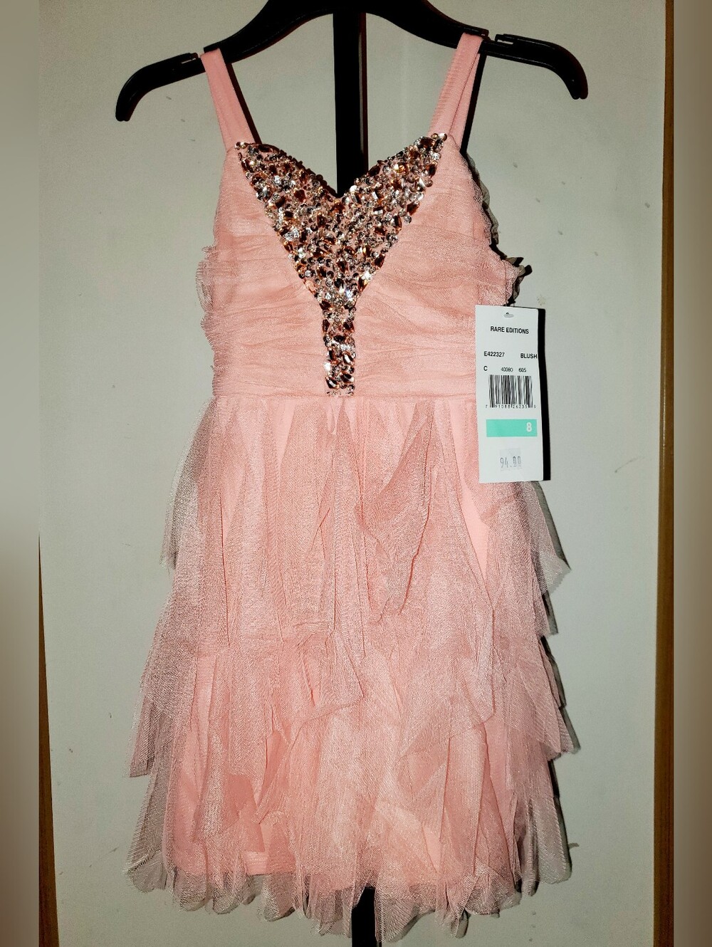 Rare Editions Girls Pink Sequin Tulle Party Dress NWT Size: 8